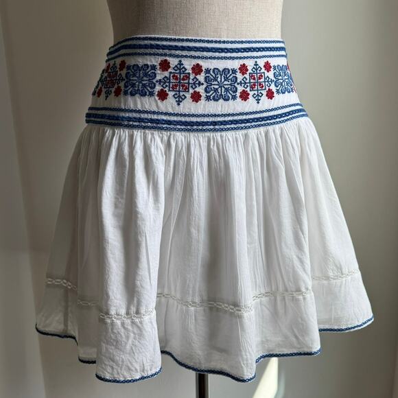 Sunday Best Aritzia Boho Embroidered Cotton Mini Skirt White Size 0 - Picture 3 of 8